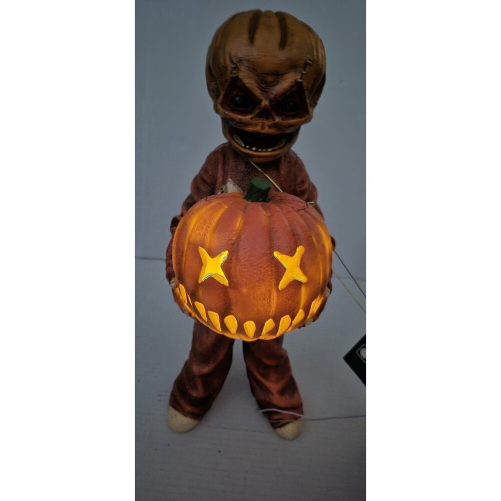 Trick r Treat Sam Statue Light Up Pumpkin Spirit Halloween Evil Decor 15"